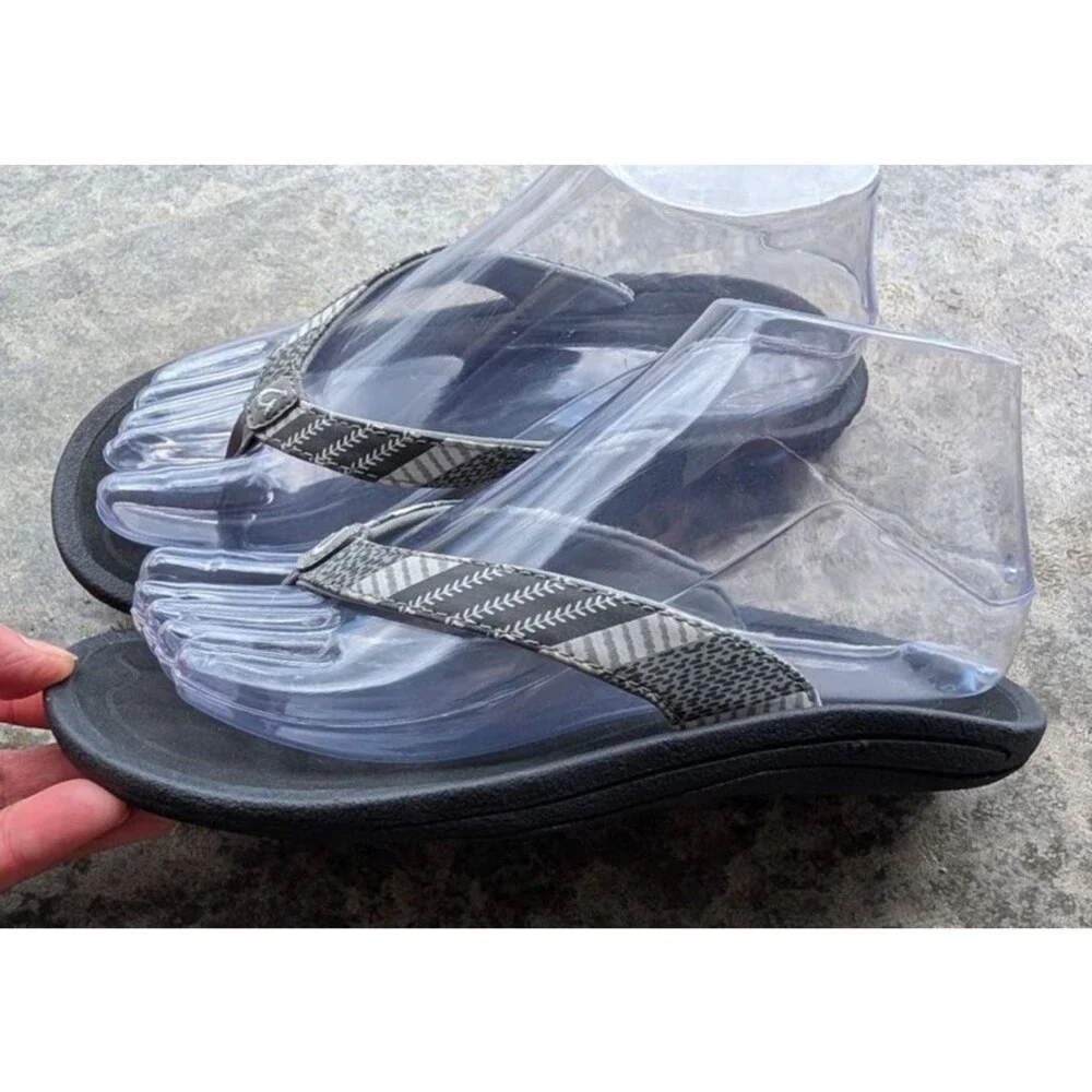 Olukai Sandals Womens 6 Kulapa Kai Thong Flip Flops Flats Slip On Comfort Gray